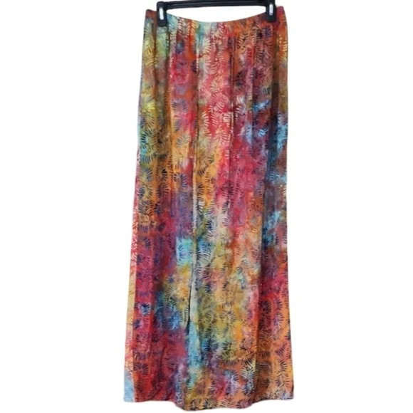 Go Fish 100% Rayon Tropical Abstract Maxi Pull-on Skirt Women's XXL - Picture 2 of 6